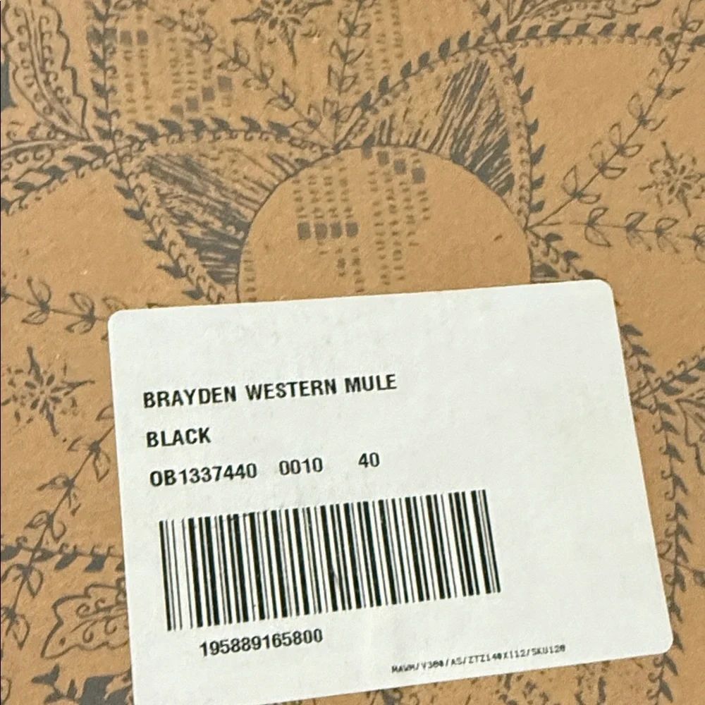 Free People Brayden Western Mule Black and Silver Mules Size 40 - Picture 8 of 10